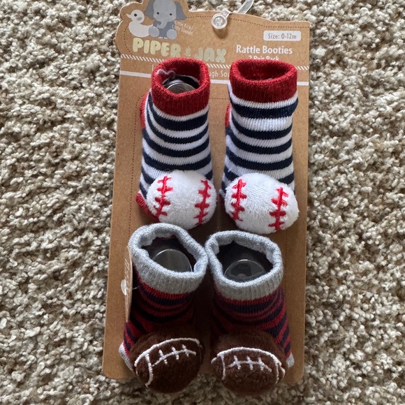 Piper & Jax Baby Rattle Booties Set - Picture 1 of 1